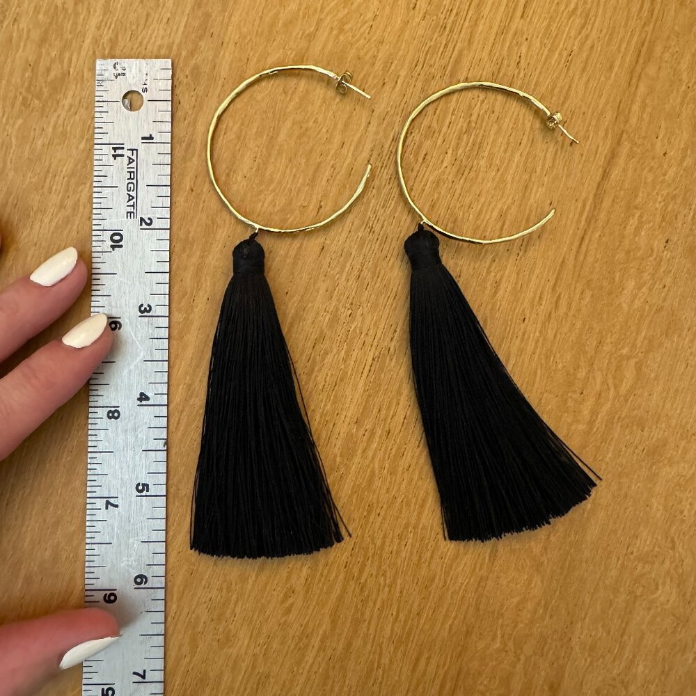 Gorjana Hoop & Black Tassel Earrings